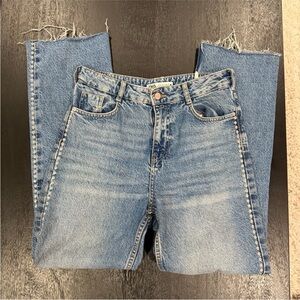 Zara straight leg raw hem stud jeans